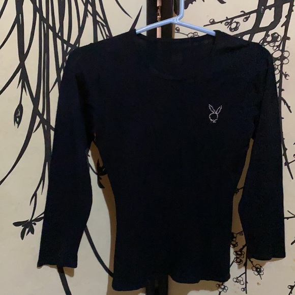 VTG 2000’s Playboy Women’s Black T Shirt Embelished W/Rhinestones Playboy Logo - Picture 14 of 14